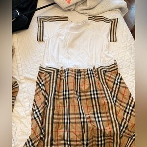 Burberry Kids Dress in White and Tan Plaid